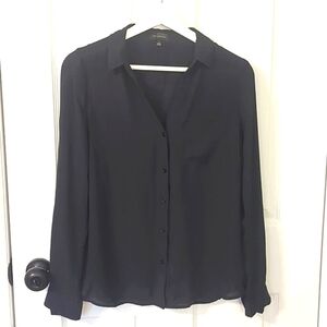 Sheer Dressy Button Down in Dark Navy The Limited